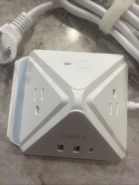 White Pyramid Power Strip with USB Ports